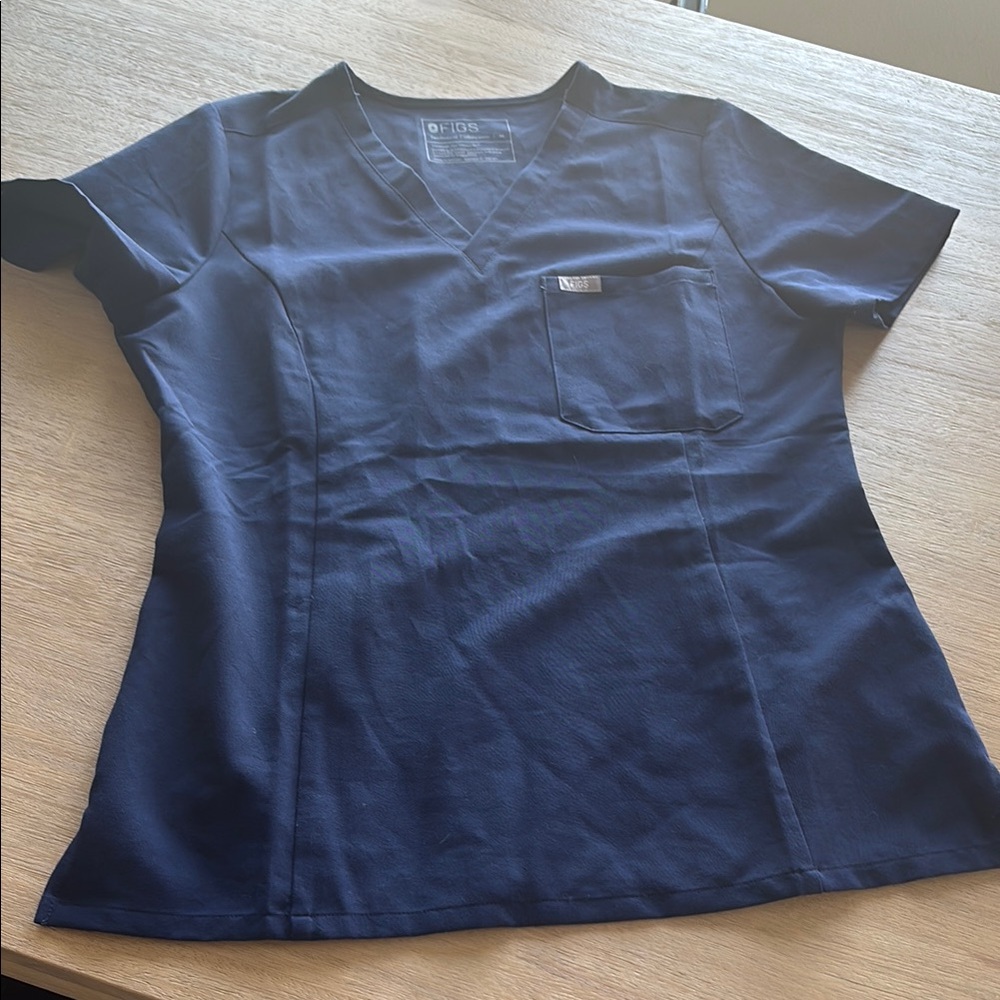 FIGS Catarina Slim Navy Blue Scrub Top